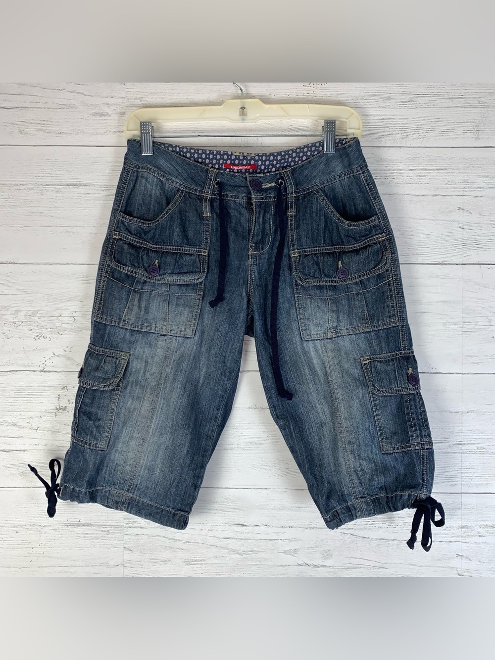 Y2K Parachute 2000s Jean Cargo Utility Drawstring cargo Shorts Unionbay size 3